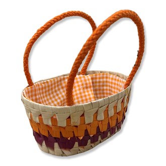 Palm Leaf Basket with fabric lining- Oval  