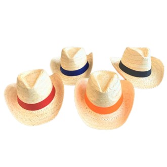 Palmleaf Cowboy hat with coloured band