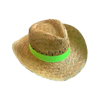 Flax Hat with green band